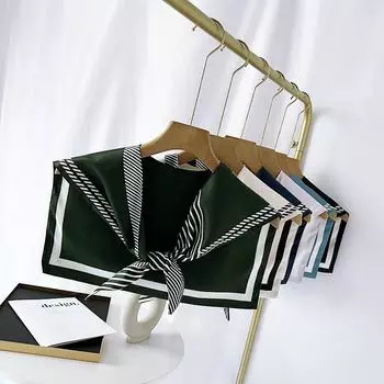 Летний солнцезащитный наплечный платок, небольшой морской шелковый шарф, шарф для женщин, кондиционер, шейный отдел позвоночника, тонкий поддельный воротник Average Size