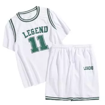 Летний спортивный костюм Мужская баскетбольная форма Костюм из двух частей XXL зелёный