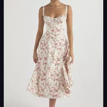 Летний темперамент, однотонное, модное, высококачественное платье на подтяжках, платье средней длины для женщин XXL