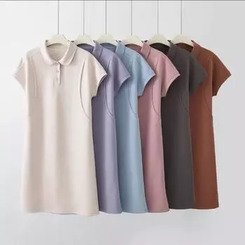 Летний темперамент с короткими рукавами средней длины, утягивающее универсальное платье А-силуэта, женские повседневные платья-футболки M