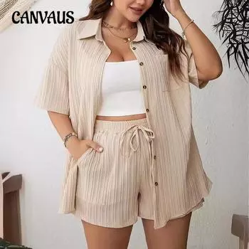 Летний темпераментный женский костюм больших размеров, рубашка, шорты, брючный костюм