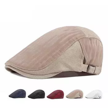 Летний тонкий дышащий сетчатый берет, мужские кепки газетчика, британская винтажная кепка, шляпы художников в стиле Гэтсби, шляпа водителя Ivy, Gorro Hombre Boina 55-60cm темно-красного