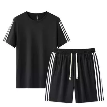 Летний тонкий костюм мужской, быстросохнущий, с короткими рукавами, большой размер, для спорта и отдыха, комплект из двух предметов 8XL