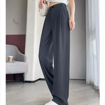 Летний тонкий костюм с высокой талией, широкие брюки, женские прямые свободные брюки M