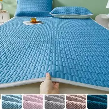 Летний тонкий наматрасник, комплект постельного белья с наволочкой, простыня на подкладке, защитный коврик для кровати, коврик для спальной кровати, коврик для кровати с наволочкой 90x200cm +1XPillowcase