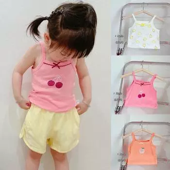 Летний тонкий жилет на подтяжках для девочек, дышащий жилет из чистого хлопка, маленькие подтяжки для девочек в иностранном стиле, внешний вид 110