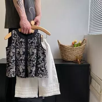 Летний топ без рукавов с цветочным принтом для девочек 2025 г.: Новый стиль, отпуск и уличный стиль 120 cm