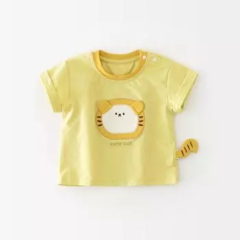 Летний топ для девочек с рисунком из мультфильма, футболка с короткими рукавами с изображением новорожденного милого котенка 73cm