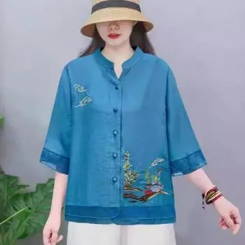 Летний топ с цветными блоками для женской одежды Свободная рубашка для женщин one size