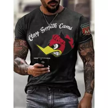 Летний топ с круглым вырезом, 3D винтажным графическим принтом, модная повседневная мужская футболка с коротким рукавом XS