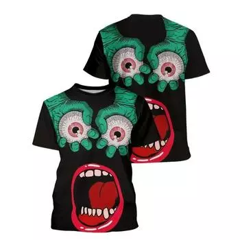 Летний топ с круглым вырезом и 3D забавным принтом животных, модная повседневная мужская футболка с коротким рукавом XS