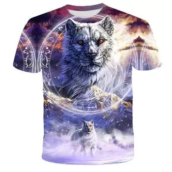 Летний топ с круглым вырезом и 3D-принтом в виде животных, модные повседневные футболки с короткими рукавами для детей и мальчиков 110