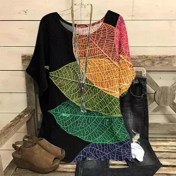 Летний топ с круглым вырезом и 3D-цветочным принтом, модные повседневные футболки с короткими рукавами для женщин больших размеров XXL