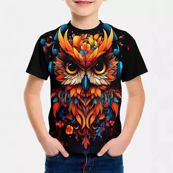Летний топ с круглым вырезом и 3D-принтом в виде животных, модные повседневные футболки с короткими рукавами для детей и мальчиков 110