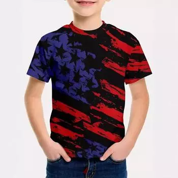 Летний топ с круглым вырезом и 3D-принтом в деревенском стиле, модные и повседневные детские футболки для мальчиков с короткими рукавами 110