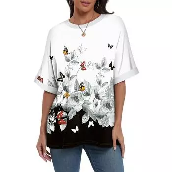 Летний топ с круглым вырезом и 3D-принтом, модные повседневные женские футболки с короткими рукавами S