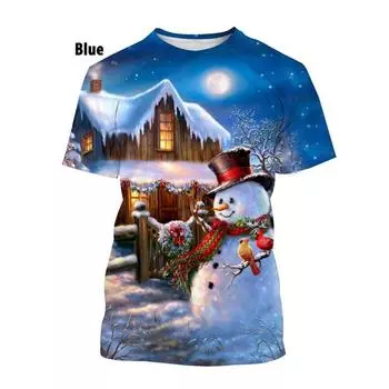 Летний топ с круглым вырезом и 3D рождественским принтом, модный и повседневный, свободный, с короткими рукавами, подходящий для мужчин и женщин, футболки 6XL