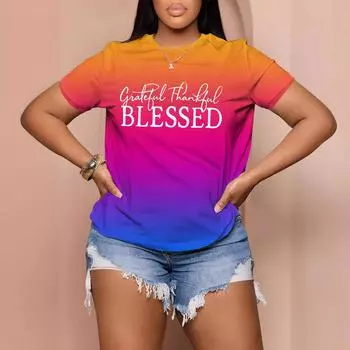 Летний топ с круглым вырезом и 3D-печатными буквами, модные повседневные женские футболки с короткими рукавами S