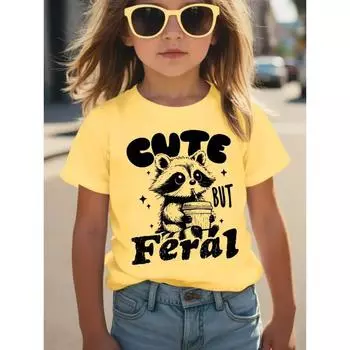 Летний топ с круглым вырезом и 3D-печатью в виде букв, модные и повседневные детские футболки с короткими рукавами для девочек 110