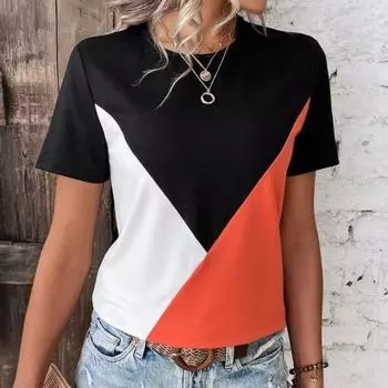 Летний топ с круглым вырезом и 3D-принтом, модные повседневные женские футболки с короткими рукавами S