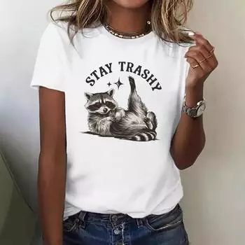 Летний топ с круглым вырезом и 3D-принтом, модные повседневные женские футболки с короткими рукавами S