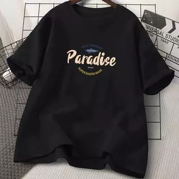 Летний топ с круглым вырезом и буквенным принтом для пары, модная повседневная футболка с короткими рукавами для мужчин и женщин из чистого хлопка S белый