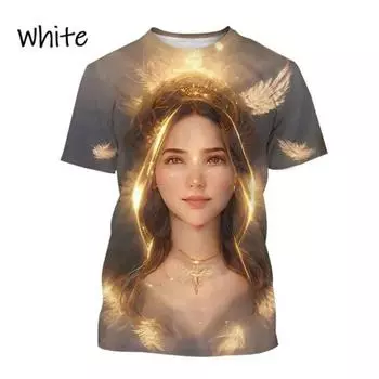 Летний топ с круглым вырезом и красивым 3D-принтом в виде крыльев ангела, модные повседневные футболки с короткими рукавами для мужчин и женщин в стиле унисекс S