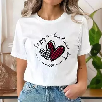 Летний топ с круглым вырезом и принтом, модные повседневные милые женские футболки из чистого хлопка с короткими рукавами M