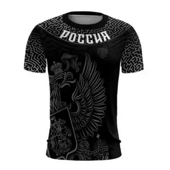 Летний топ с круглым вырезом и принтом российского флага 3D, модные повседневные футболки с короткими рукавами для мужчин S