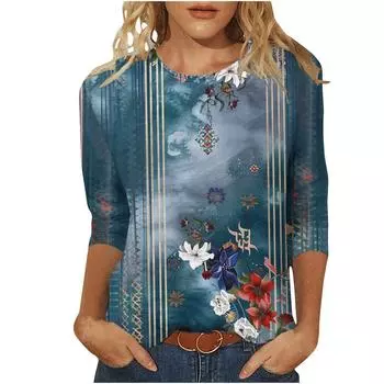 Летний топ с круглым вырезом и принтом в виде 3D-кошки, модные и повседневные женские футболки с длинными рукавами S