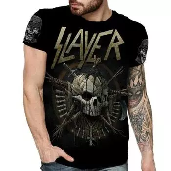 Летний топ с круглым вырезом и принтом 3D-черепов, модные повседневные футболки с короткими рукавами для мужчин 6XL