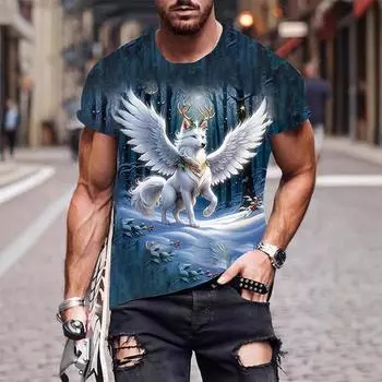 Летний топ с круглым вырезом и принтом в виде животных 3D, модные повседневные футболки с короткими рукавами для мужчин S