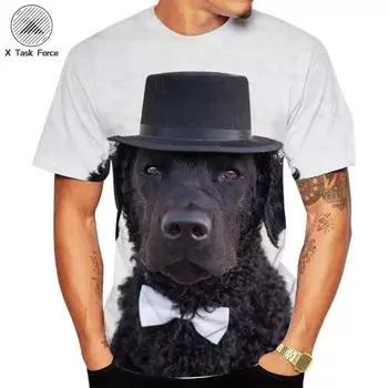 Летний топ с круглым вырезом и принтом 3D-собаки, модные повседневные футболки с короткими рукавами для мужчин XS