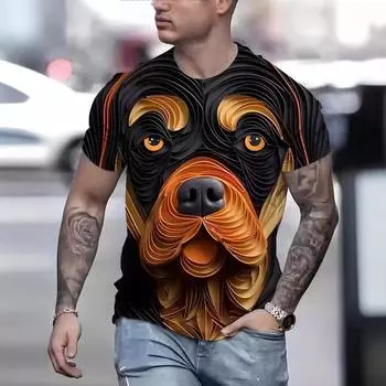 Летний топ с круглым вырезом и принтом 3D животных, модные повседневные футболки с короткими рукавами для мужчин XS