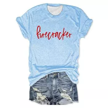 Летний топ с круглым вырезом и принтом в виде объемных букв, модные повседневные женские футболки с короткими рукавами S