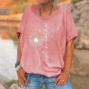 Летний топ с круглым вырезом и принтом одуванчика 3D, модные повседневные женские футболки с короткими рукавами S