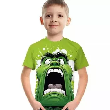 Летний топ с круглым вырезом и принтом 3D-аниме, модные и повседневные детские футболки с короткими рукавами для мальчиков 110