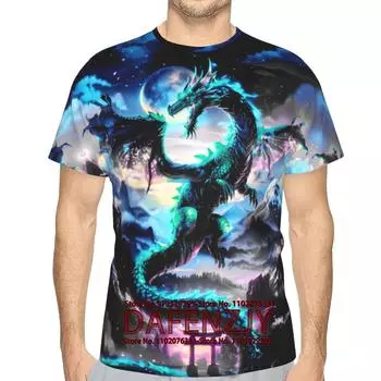 Летний топ с круглым вырезом и принтом 3D-дракона, модные повседневные футболки с короткими рукавами для мужчин M