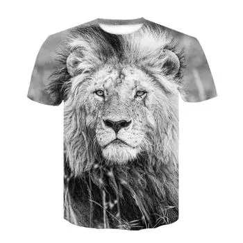 Летний топ с круглым вырезом и принтом 3D-черепов животных, модные повседневные футболки с короткими рукавами для мужчин S