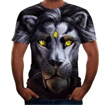 Летний топ с круглым вырезом и принтом в виде животных 3D, модные повседневные футболки с короткими рукавами для мужчин S