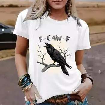 Летний топ с круглым вырезом и принтом 3D орла, модные повседневные женские футболки с короткими рукавами S