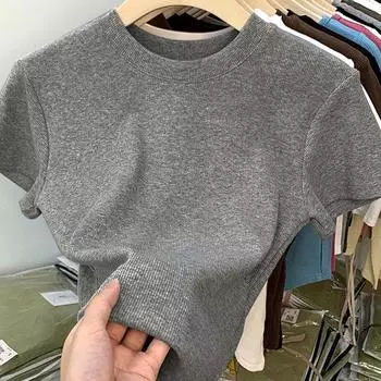 Летний топ, сексуальная футболка, женская футболка в корейском стиле, женская одежда, тонкая футболка, женские узкие топы с короткими рукавами S белый