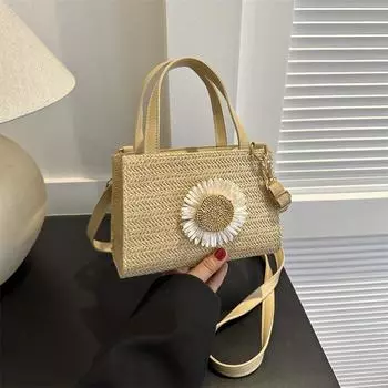 Летний тренд 2025 года: Милая сумка через плечо с рисунком подсолнуха из полипропилена, маленькая квадратная сумка через плечо хаки