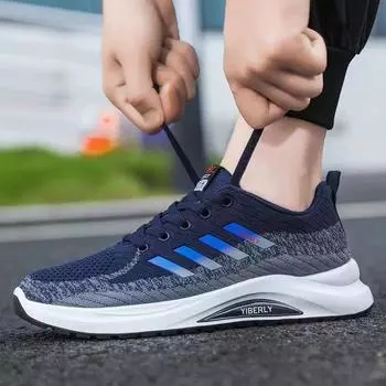 Летний тренд 2025 года, универсальные кроссовки для бега, нескользящие, корейская версия летающих плетеных кроссовок, новые сверхлегкие нескользящие сетчатые кроссовки для мужчин 39