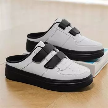 Летний тренд 2025 Мужская обувь Полубелая Модная На липучке Повседневная Спортивная Обувь для скейтборда Большого размера Женская обувь Мужская обувь мужская обувь 39 чёрный