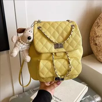 Летний тренд Маленький ароматный ветер ромб цепочка маленький рюкзак сумка женский универсальный иностранный стиль легкий роскошный рюкзак no pendant розовый