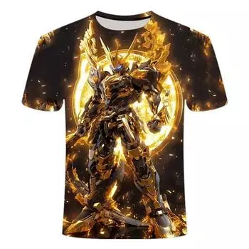Летний тренд, персонализированная 3D-печатная футболка с короткими рукавами, модная крутая футболка серии Mecha, круглая горловина, футболка больших размеров XS