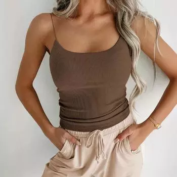 Летний трикотажный топ на бретельках в рубчик, сексуальный утягивающий низ S белый