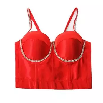 Летний укороченный топ yushutiff 2024, женский корсет со стразами, вечерние короткие женские бюстье для ночного клуба, черно-белые укороченные майки