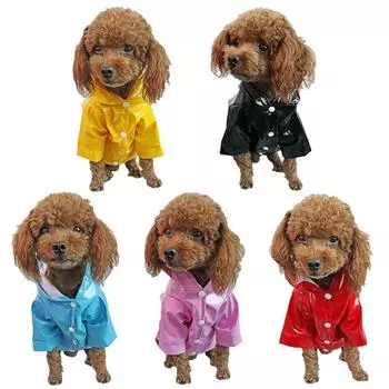 Летний уличный дождевик для щенков, водонепроницаемая куртка с капюшоном, дождевик для собак, одежда для маленьких собак, дождевик для собак S чёрный